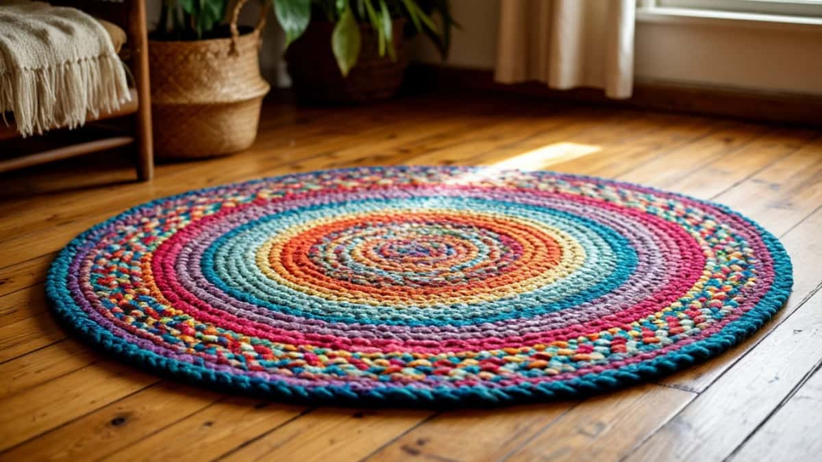 Хватит покупать дорогие ковры: косички из ткани на клею за 100 рублей — и пол как дизайнерский