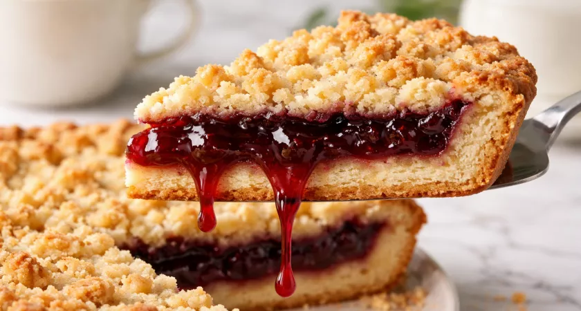 Пальчики оближешь — идеально в пост: рассыпчатый пирог с вареньем без яиц и молока